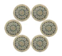 Retro Vintage Victorian Style Peacock Feather Green Gold Place mats for Round Tables Reversible Quilted placemat Baby placemat with Plate Waterproof Table Runner Table mats Set of 6 Round
