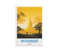 Retro Vintage Wall tin Plaque Myanmar Burma Metal Wall Decor Decorative Tin Sign Art Plaque Poster for Home Kitchen 30x30cm