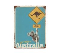 Retro Vintage World Travel Australia, Club Cafe Home Wall Art Decor Vintage Kangaroo Metal Sign Koala Poster Iron Painting Gift (Beige,8x12 Inch)