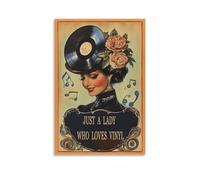 Retro Vinyl Lady Poster Vintage Music Wall Art for Women Who Love Records Feminine Record Lover Gift Decor Bedroom Studio Or Music Room Elegant Turntable-Inspired Pin-Up Print Gift 20x30inch Unframe