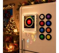 Retro Vinyl Record Fridge Magnet Music Player, 128MB NFC Box Set with 9 Programmable Vinyl Style Discs, Mini Magnetic Music Box with LED Light, for Music Lovers