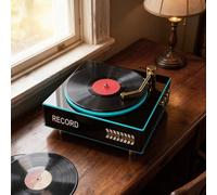 Retro Vinyl Record-inspired Bluetooth Speaker with 360° RGB Color Lighting, Bluetooth 5.3, 10W Sound & EQ Tuning, 2500mAh for 10H Playtime, AUX/USB/TF Support, Vintage Home Audio for Bedroom & Office