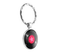 Retro Vinyl Record Keychain Wristlet Lanyard for Music Lovers Alloy Keychain Ring with Design Fashionable Bag Hanging Ornament for Women Men