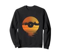 Retro Vinyl Record Sunset Design - Vintage Music Ocean Sweatshirt