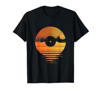Retro Vinyl Record Sunset Design - Vintage Music Ocean T-Shirt