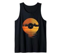 Retro Vinyl Record Sunset Design - Vintage Music Ocean Tank Top