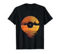 Retro Vinyl Record Sunset Design - Vintage Music Ocean Value Graphic T-Shirt