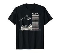 Retro Vinyl Records Player Lover Music Vintage Vinyl Record T-Shirt, Men, Black, X-Large