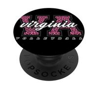 Retro Virginia Volleyball Pink Leopard Collegiate Art PopSockets Adhesive PopGrip