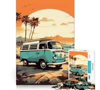 Retro VW Bus Beach Travel Jigsaw Puzzles for Teenagers 1000 Piece Boost Memory Serene Time Premium Cut Birthday Gift (50x75cm)