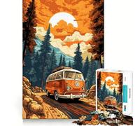 Retro VW Bus Mountain Ride 1000 Piece Jigsaw Puzzles for Adults Jigsaw Recall Boost Mental Relax Smooth Cut Birthday Gift (38x26cm)