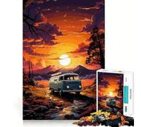 Retro VW Bus Mountain Ride 1000 Piece Jigsaw Puzzles for Teenagers Jigsaw Wise Think Toy Relax Time Clear Cut Festival Gift (50x75cm)