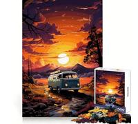Retro VW Bus Mountain Ride 1000 Piece Jigsaw Puzzles for Teenagers Jigsaw Wise Think Toy Relax Time Clear Cut Festival Gift (50x75cm)