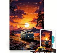 Retro VW Bus Mountain Ride Hard Jigsaw Puzzle for Adults 1000 Pieces Fine Logic Toy Calm Fun Neat Edge Thoughtful Gift (38x26cm)
