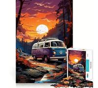 Retro VW Bus Mountain Ride Jigsaw Puzzles for Adults 1000 Pieces Brain Skill Relaxed Mind Exact Edge Art Collection Piece (38x52cm)