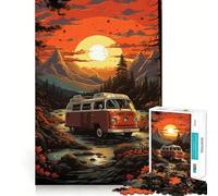 Retro VW Bus Mountain Ride Jigsaw Puzzles for Adults1000 Pieces Improve Memory Relax Mind Sharp Edge Art Collection Piece (38x26cm)