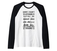 Retro Wagon Train Lover Model Railroad Conductor Funny Train Raglan Baseball Tee