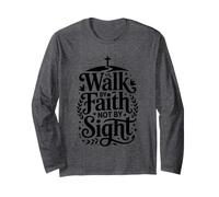 Retro Walk By Faith Not By Sight Bible Verse Christian Jesus Long Sleeve T-Shirt