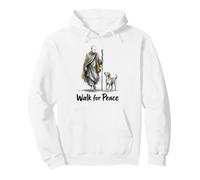Retro Walk for Peace Monks with Aloka Dog Minimalist Zen Art Pullover Hoodie
