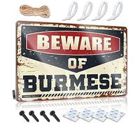 Retro Wall Art Door Custom Tin Sign, Return Fade Resistant Beware Of Burmese For Home Kitchen | Fall Vintage Decor For Football Party(20X30CM)