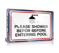 Retro Wall Art Inappropriate Decaor Home Decor - Please Shower Before Entering Pool. Retirement Rustic Style Artwork For Checkout(20X30CM)
