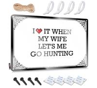 Retro Wall Art Soft Area Waterproof Artwork, Square Retro Print For Cafe Pub Trailer | Funny Kitchen Decor Pre-drilled Custom I Love It When My Wife Let's Me Go Hunting(30X40CM)