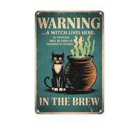 Retro Wall Decor Witch Cottage Pet/Cat Lover Themes Flower Signs for Outdoor,Pet-Friendly Spaces,Humor/Quirk Lovers,Garden Enthusiasts S