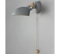 Retro Wall Light with Pull Chain Cord Metal Body Surface Mounted Wall Lamp Bulb Wall Sconces with ON/Off Switch for Corridor Bedroom Living Room Grey