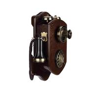 Retro Wall-Mount Landline Telephone,Vintage Rotary Dial Phone,European Style Corded with Redial Function,Old Fashioned Antique or Home Office Decor,Red