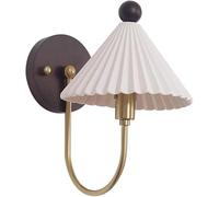 Retro Wall Sconce Nordic Bedside Wall Mount Lamp with Pleated Ceramic Shade Japanese-Style Walnut Wall Lighting Fixture d Vintage Indoor Hardwired Wall Sconces E14 Light
