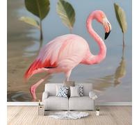 Retro Wallpaper 250x180cm Beautiful Flamingo Girls Wallpaper for Bedroom Realistic 3D Oil Canvas Mural with Seamless Joints, Great for Study Room or Media Wall EB24-2545