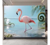 Retro Wallpaper 250x180cm Beautiful Flamingo Girls Wallpaper for Bedroom Realistic 3D Oil Canvas Mural with Seamless Joints, Great for Study Room or Media Wall EB24-2608
