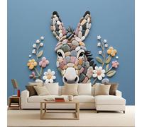 Retro Wallpaper 250x180cm Bottom Stone Jigsaw Donkey Girls Wallpaper for Bedroom Realistic 3D Oil Canvas Mural with Seamless Joints, Great for Study Room or Media Wall EB24-1117