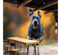 Retro Wallpaper 250x180cm Dog Girls Wallpaper for Bedroom Realistic 3D Oil Canvas Mural with Seamless Joints, Great for Study Room or Media Wall EB24-4609
