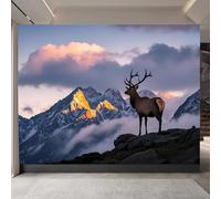 Retro Wallpaper 250x180cm Elk Forest Girls Wallpaper for Bedroom Realistic 3D Oil Canvas Mural with Seamless Joints, Great for Study Room or Media Wall EB24-2283