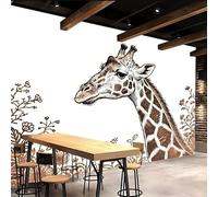 Retro Wallpaper 250x180cm Simple Line Giraffe Girls Wallpaper for Bedroom Realistic 3D Oil Canvas Mural with Seamless Joints, Great for Study Room or Media Wall EB24-899
