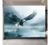 Retro Wallpaper 250x180cm Water Eagle Girls Wallpaper for Bedroom Realistic 3D Oil Canvas Mural with Seamless Joints, Great for Study Room or Media Wall EB24-5754