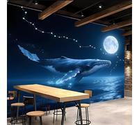 Retro Wallpaper 250x180cm Whale Girls Wallpaper for Bedroom Realistic 3D Oil Canvas Mural with Seamless Joints, Great for Study Room or Media Wall EB24-2736