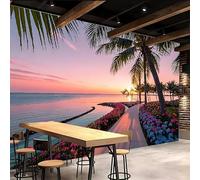 Retro Wallpaper 500x280cm Pink Beach Peel and Stick Wallpaper Seamless Oil Painting Canvas Mural Perfect for Staircase Walls or Home Gallery installations EB24-57