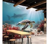 Retro Wallpaper 500x280cm Underwater Turtle Peel and Stick Wallpaper Seamless Oil Painting Canvas Mural Perfect for Staircase Walls or Home Gallery installations EB24-2863