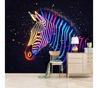 retro wallpaper 500x280cm Zebra With Black Background And Colorful Lines peel and stick wallpaper Seamless oil painting canvas mural perfect for staircase walls or home gallery installations EB24-1865