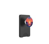 retro warm sunset calm ocean orange pink sky mountains scene PopSockets PopWallet for MagSafe