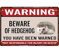 Retro Warning Animal Sign Beware of Hedgehog Tin Sign Vintage Metal Signs for Home Bathroom Kitchen Garden Man Cave Decor Garage Yard Sign Coffee Wall Decor Gift for Women 8x12 Inch
