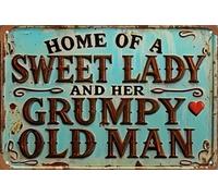 Retro Warning Tin Sign,Vintage Beware Metal Sign Wall Decor for Outdoors Bar Yard, Farm, Fence, Home, 8x12 Inches (sweet lady)