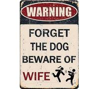Retro Warning Tin Sign,Vintage Beware Metal Sign Wall Decor for Outdoors Bar Yard, Farm, Fence, Home, 8x12 Inches (Warning: Forget the Dog)