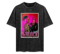 Retro Washed Fashion T Shirt for Men Women D-Block Europe Antique Wash Unisex T-Shirts Black XXL