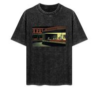 Retro Washed Shirt Men's Unisex Bob Burger Round Neck Antique Wash T-Shirt Short Sleeve Black M