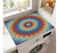 Retro Washing Machine Dust Proof Mat Refrigerator Dust Mats Bohemian Mandala Pattern Kitchen Placemat Drain Pad Bathroom Rugs Dust-proof Drain Pad Coffee Table Pad Super Absorbent (Style 1,50x60 cm)