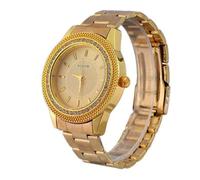 Retro Watches for Men Diamond Watches Dial Mens Quartz Wrist Gold Steel Watch Gold Analog Men's Watch Calculator Watches (Gold, One Size)