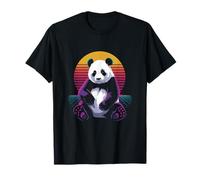 Retro Wave Sunset Synthwave Panda T-Shirt